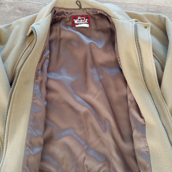 Vintage WOOLRICH Wool Coat Flight Jacket Tan Lined Large Made in USA Blouson EUC - Picture 15 of 16
